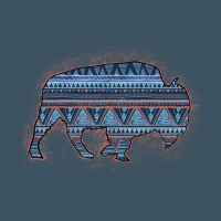 Bison Silhouette Blue Aztec Urban Heavy Tee | Teevron