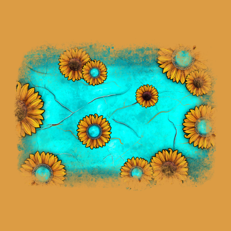 Turquoise Gemstone Sunflower Background Urban Heavy Tee by JahusDesignShop | Teevron
