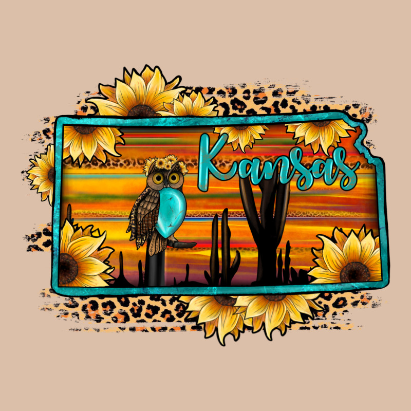Kansas Owl Sunset Sunflower Map Urban Heavy Tee by JahusDesignShop | Teevron
