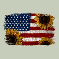Distressed Yellow Sunflower American Flag Ladies Tee | Teevron