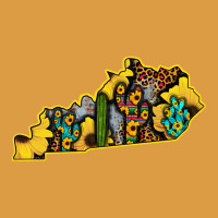 Kentucky Map Western Sunflower Pattern Urban Heavy Tee | Teevron