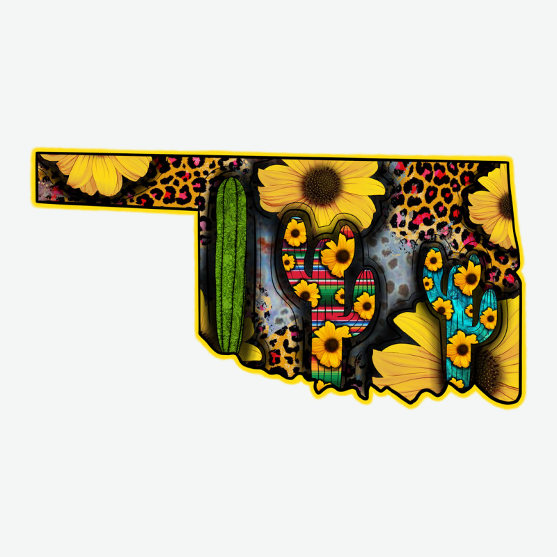 Western Oklahoma Map Sunflower Pattern Urban Heavy Tee by Bettercallsaul | Teevron