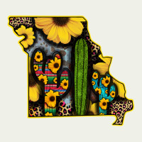 Western Missouri Map Sunflower And Cactus Pattern Urban Heavy Tee | Teevron