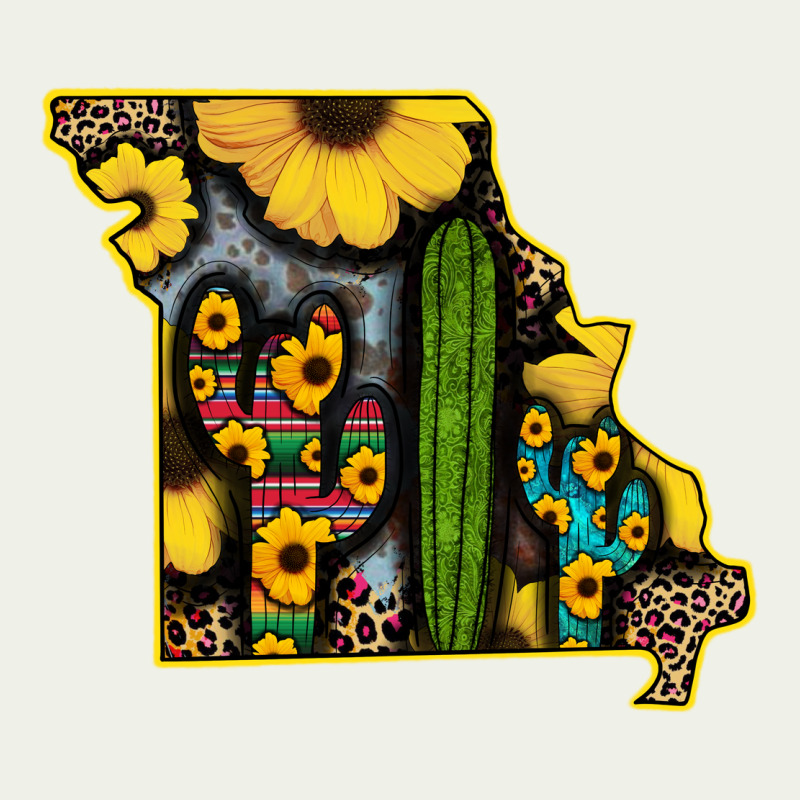 Western Missouri Map Sunflower And Cactus Pattern Urban Heavy Tee by Bettercallsaul | Teevron