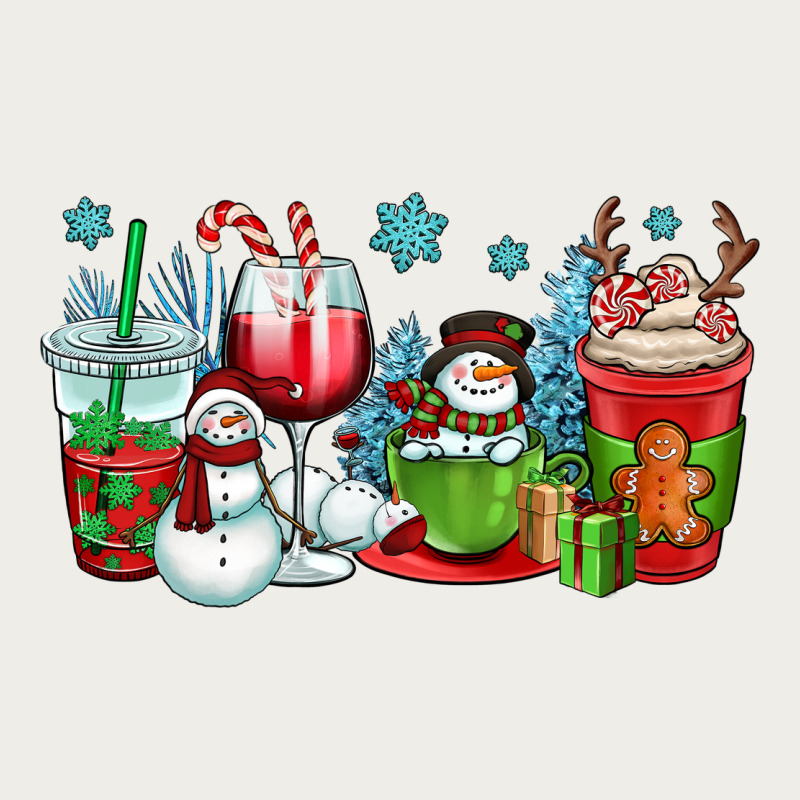 Christmas Snowman Coffee Cups Zipper Hoodie by OliviaCreatesArt | Teevron