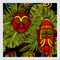 African Masks And Monstera Leaf Seamless Pattern Premium Sweatshirt | Teevron