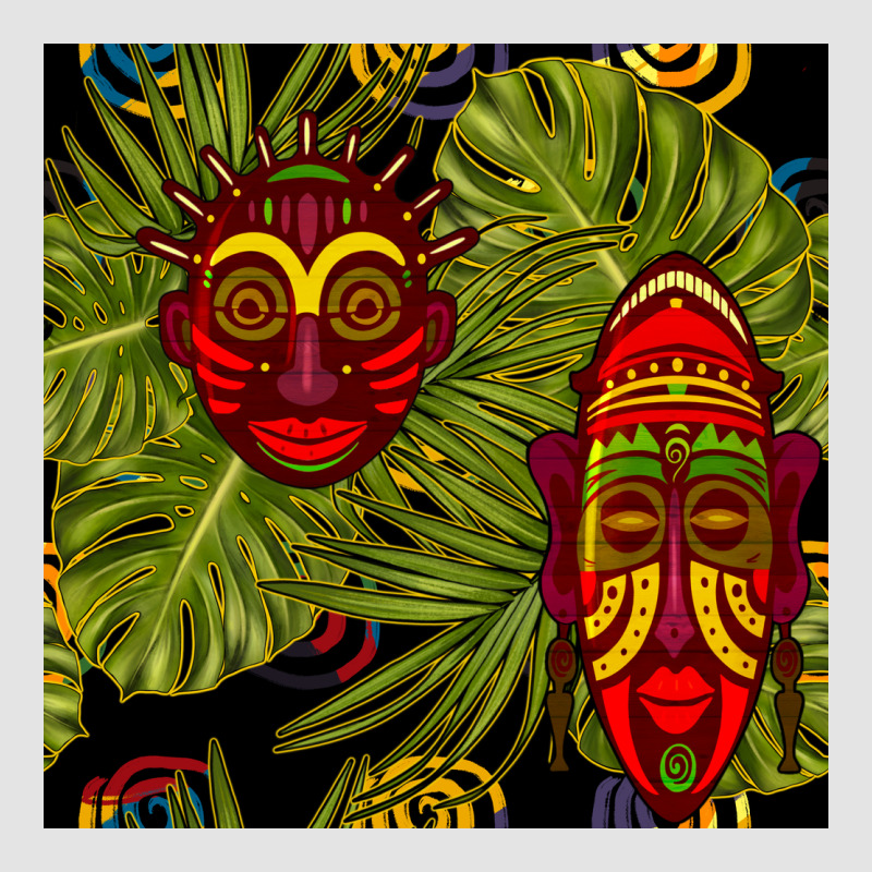 African Masks And Monstera Leaf Seamless Pattern Premium Sweatshirt by BundleAndBundleShop | Teevron