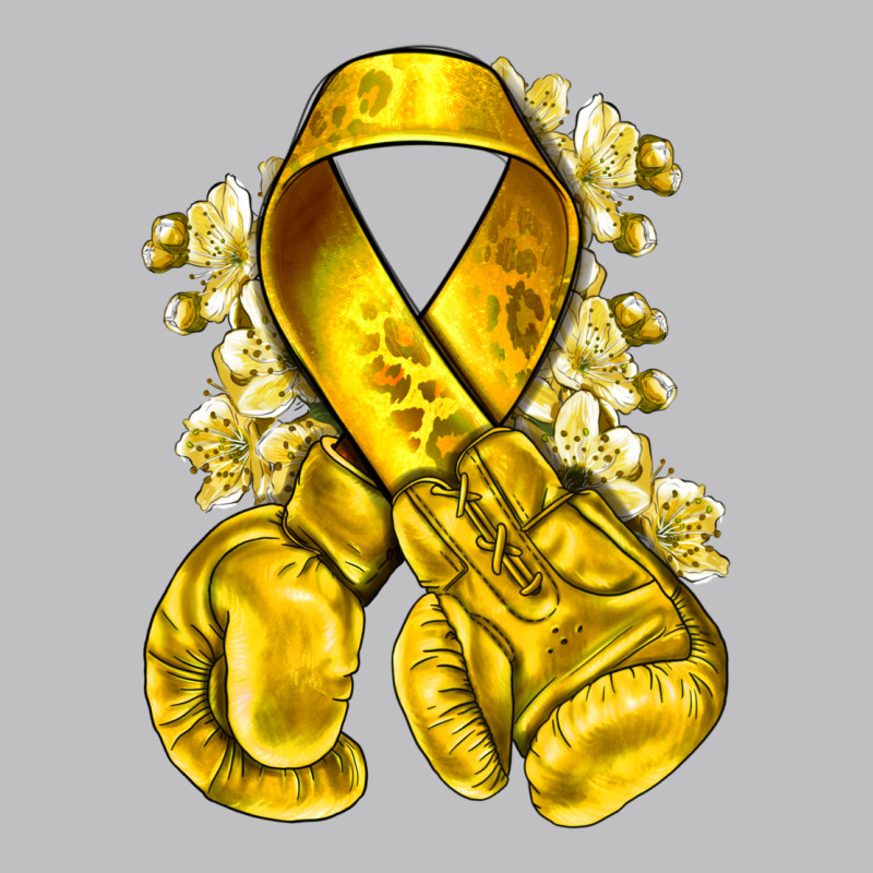 Childhood Cancer Yellow Ribbon With Boxing Gloves Long Sleeve Tee by NancyCooperArtShop | Teevron
