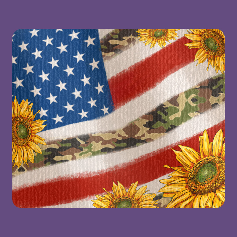 American Flag Sunflowers And Canouflage Print Veteran Mousepad Vintage Hoodie by Jasminsmagicworld | Teevron