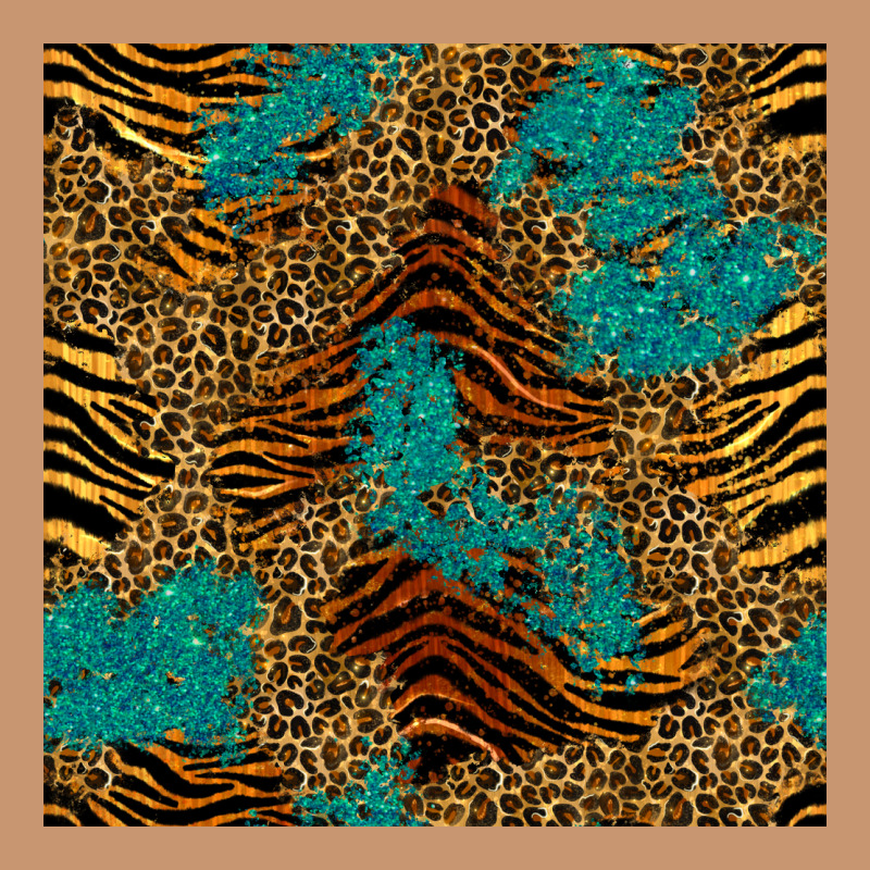 Tiger Leopard Turquoise Glitter Seamless Pattern Heavyweight Hoodie by BundleAndBundleShop | Teevron