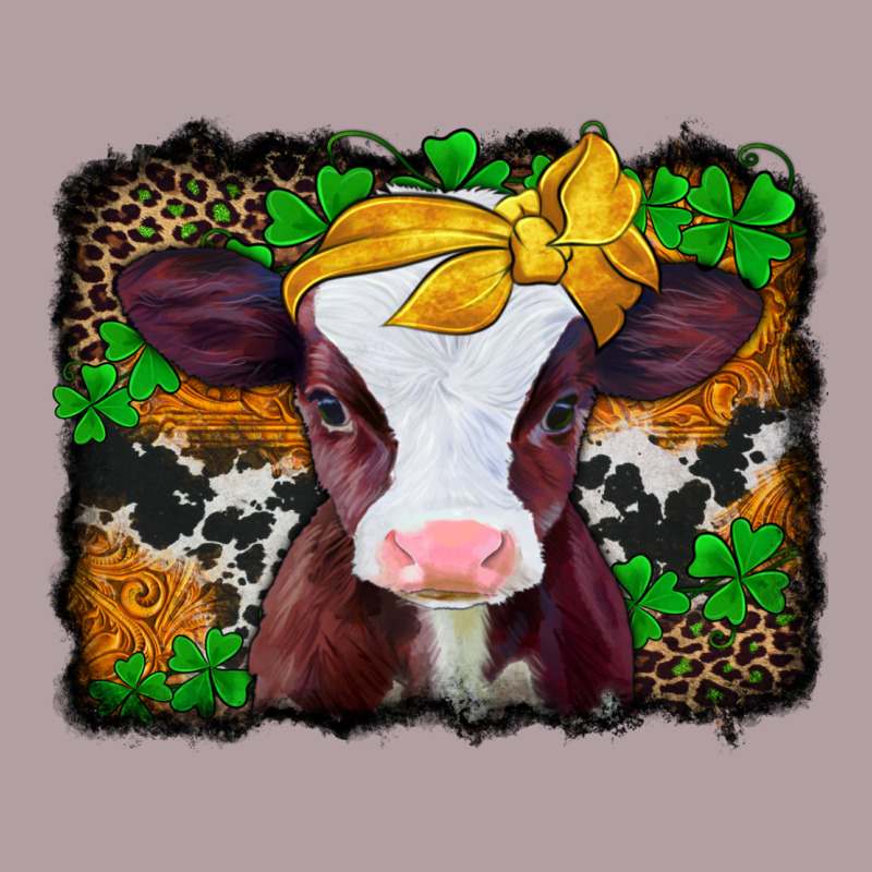 St Patricks Baby Cow With Leopard Background Vintage Hoodie by Jasminsmagicworld | Teevron