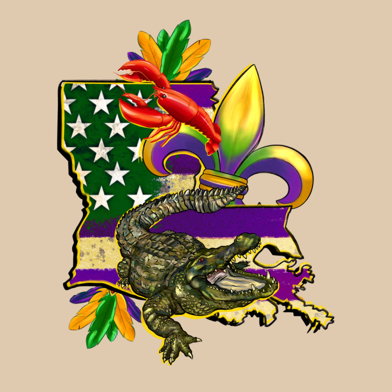 Louisiana Map American Flag Mardi Gras Heavyweight Sweatshirt by CowGirlArtShop | Teevron