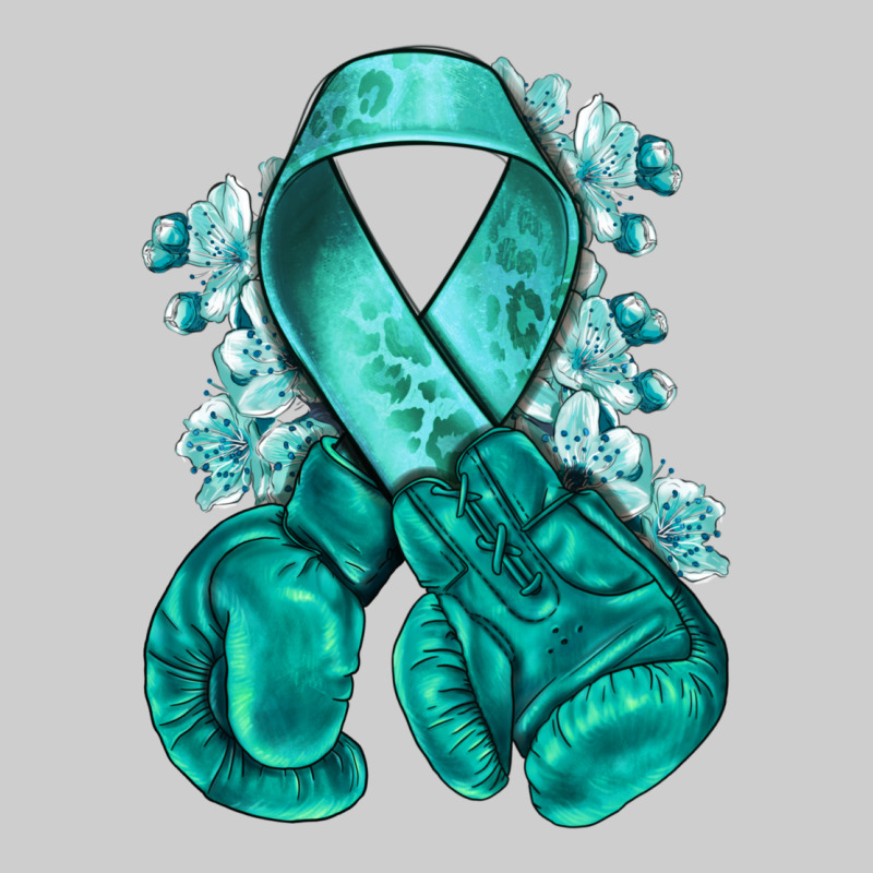 Ovarian Cancer Teal Ribbon With Boxing Gloves Premium Tee by NancyCooperArtShop | Teevron
