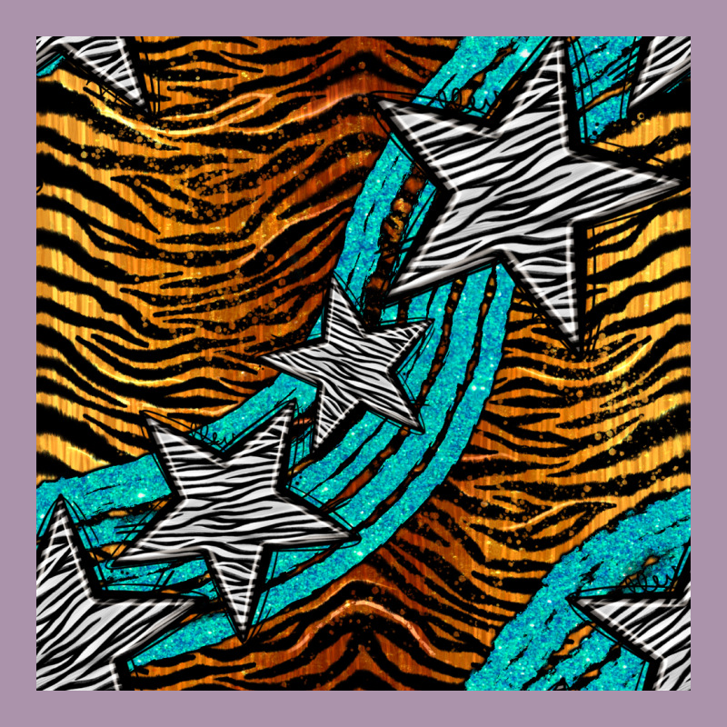 Tiger Turquoise Glitter And Stars Seamless Pattern Heavyweight Hoodie by BundleAndBundleShop | Teevron