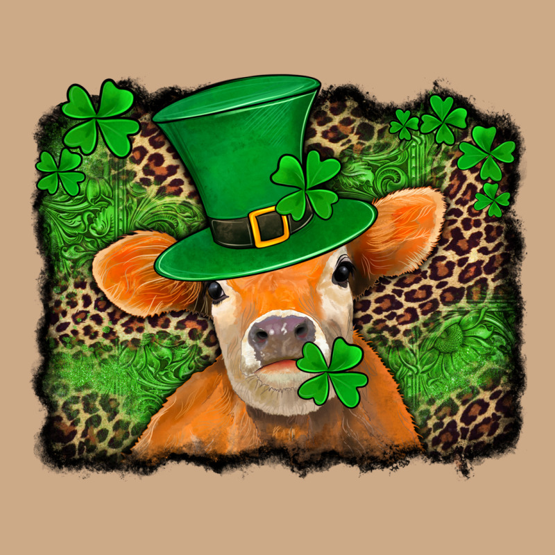 St Patricks Orange Cow With Leopard Background Vintage Hoodie by Jasminsmagicworld | Teevron