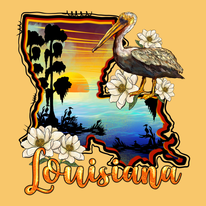 Louisiana  Sunset Map Magnolia Vintage Hoodie by BarkalooDesign | Teevron