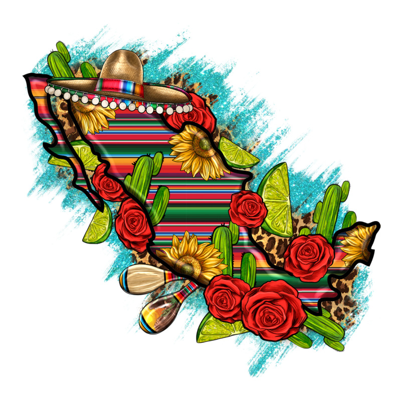Mexico Map With Leopard And Sunflowers Long Sleeve Tee by texasbilliewilder | Teevron
