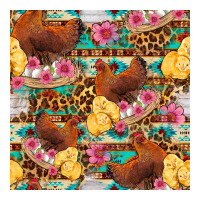 chicken and chicks with flowers seamless pattern | Teevron