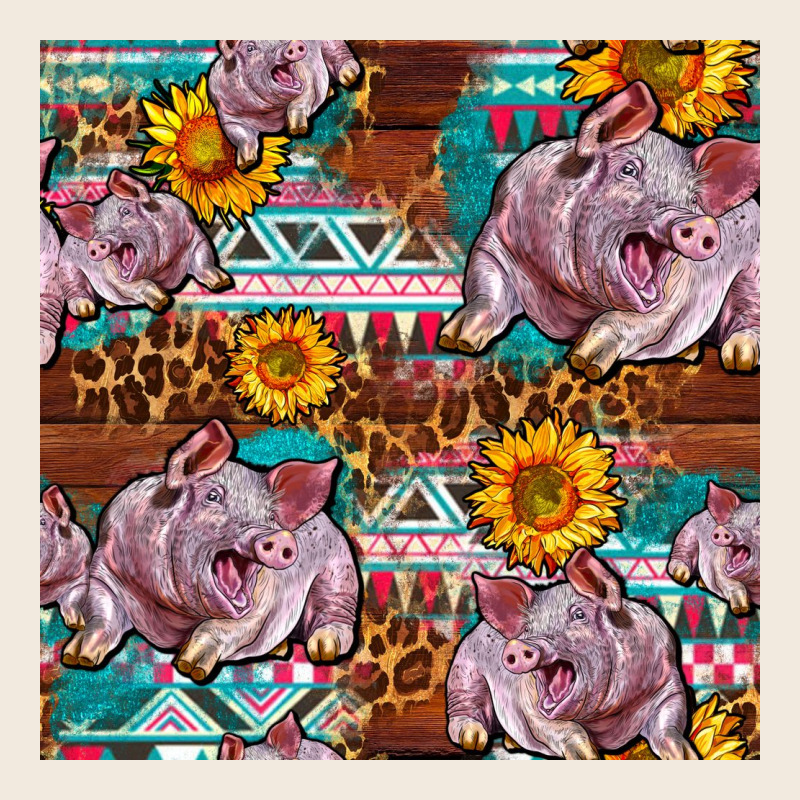 Western Landrace Pig With Sunflowers Seamless Zipper Hoodie by FaDigitalArtStudio | Teevron