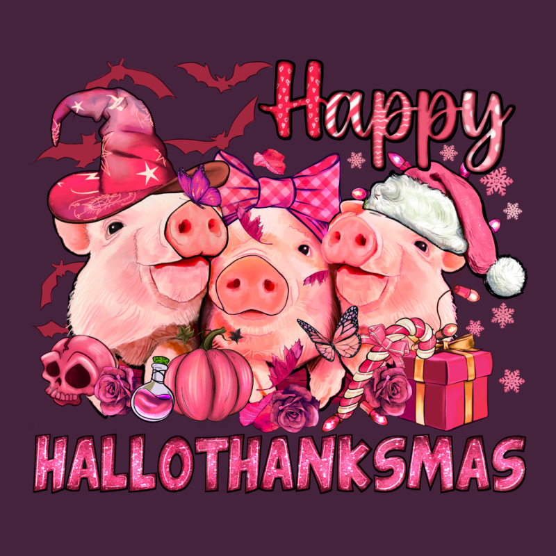 Happy Hallothanksmas Pigs Pink Premium Tee by NancyCooperArtShop | Teevron