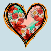 Floral Orange Glitter Heart Ladies Tee | Teevron