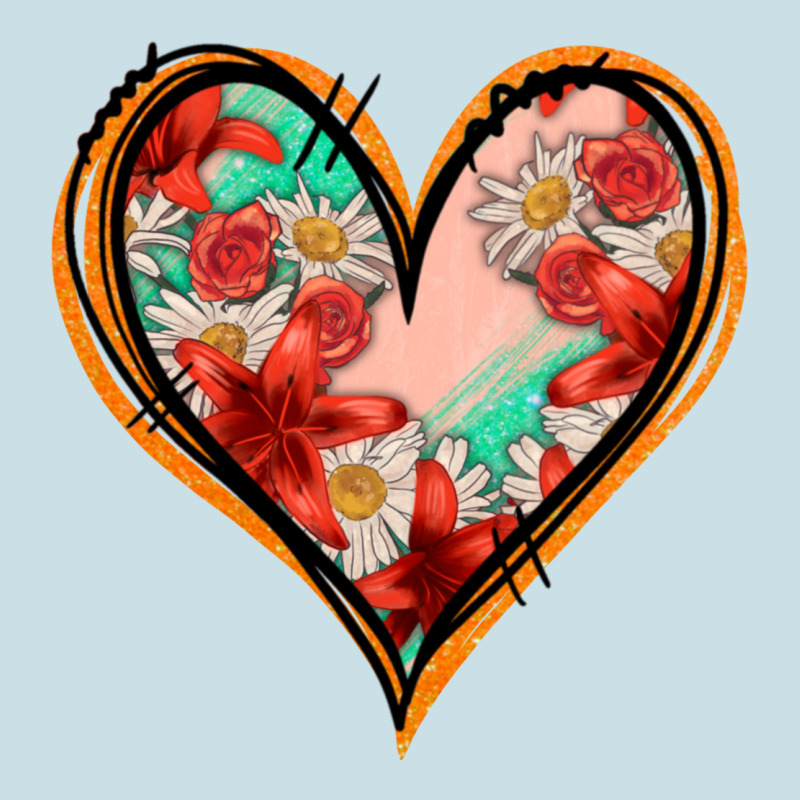Floral Orange Glitter Heart Ladies Tee by Jasminsmagicworld | Teevron