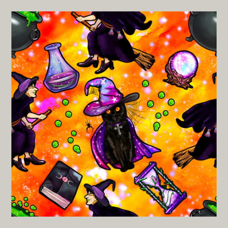 Halloween Cat And Witch Seamless Pattern Heavyweight Hoodie by BundleAndBundleShop | Teevron