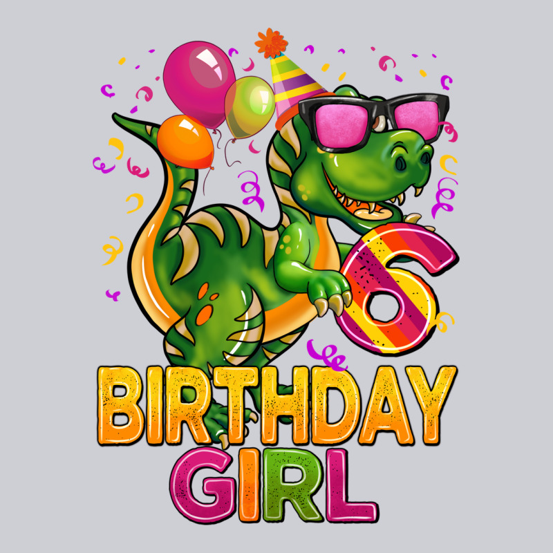 6th Birthday Girl T Rex Pink Heavyweight Sweatshirt by CowGirlArtShop | Teevron