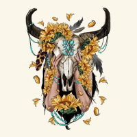 Sunflower Boho Bull Skull With Hands Premium Hoodie | Teevron