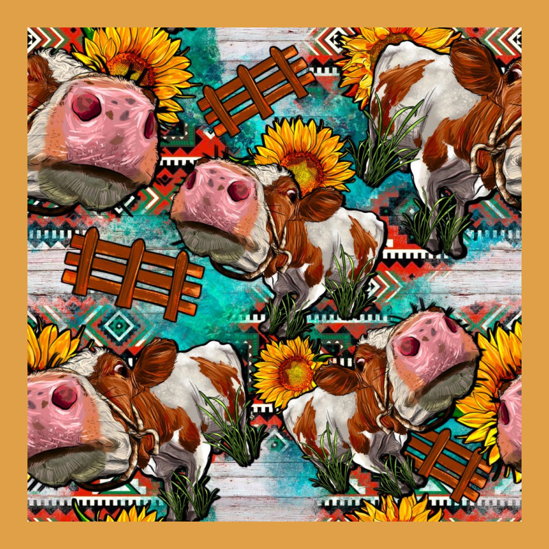Cow With Aztec And Sunflowers Seamless Pattern Premium Hoodie by FaDigitalArtStudio | Teevron