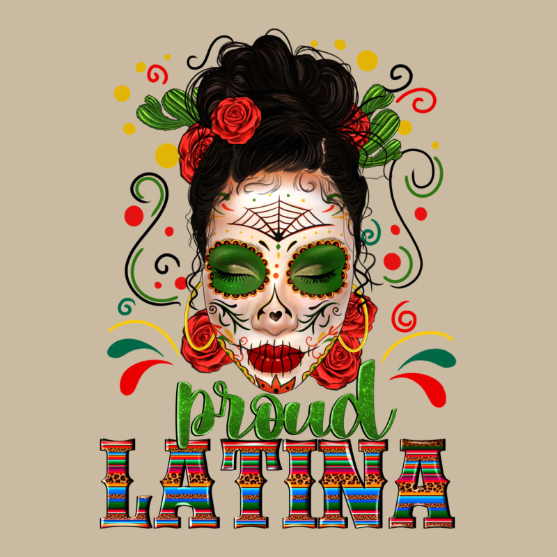 Proud Latina Skull Girl Messy Bun Long Sleeve Tee by texasbilliewilder | Teevron