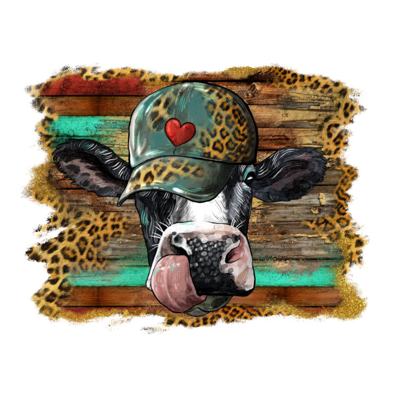 Holstein Cow With Cap And Leopard Background Urban Heavy Tee by BarkalooDesign | Teevron