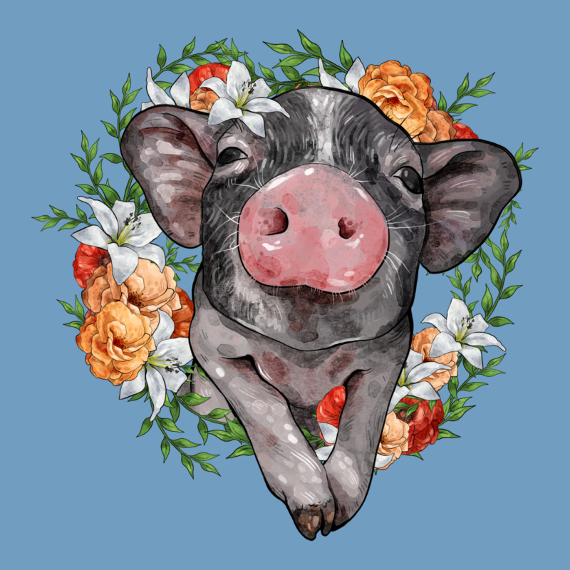 Baby Pig Floral Wreath Urban Heavy Tee by BarkalooDesign | Teevron