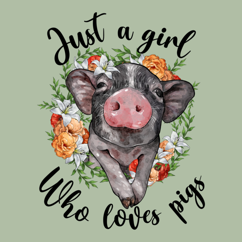 Just A Girl Who Loves Pigs Floral Wreath Urban Heavy Tee by BarkalooDesign | Teevron