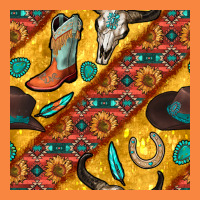 Western Cowboy Bull Skull Seamless Pattern Premium Sweatshirt | Teevron