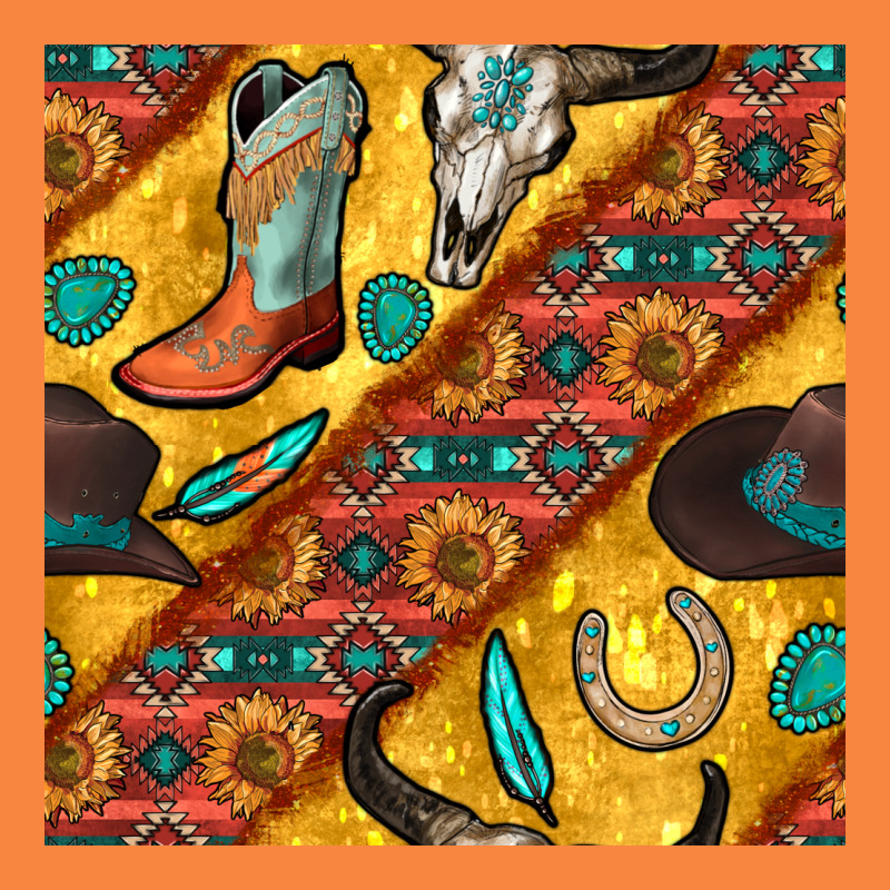 Western Cowboy Bull Skull Seamless Pattern Premium Sweatshirt by BundleAndBundleShop | Teevron