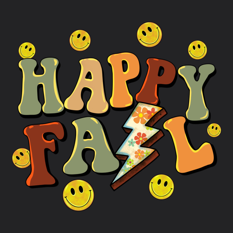 Happy Fall Smiley Face Vintage Tee by BarkalooDesign | Teevron
