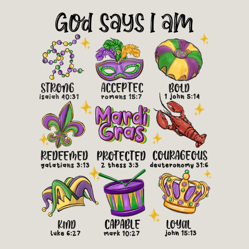 God Says I Am Mardi Gras Heavy Core Tee by MaliasSmallBusiness | Teevron