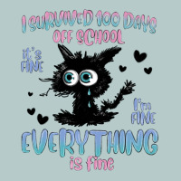 I Survived 100 Days Of School Cat Heavy Core Tee | Teevron