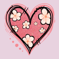 Floral Pink Glitter Heart Ladies Tee | Teevron