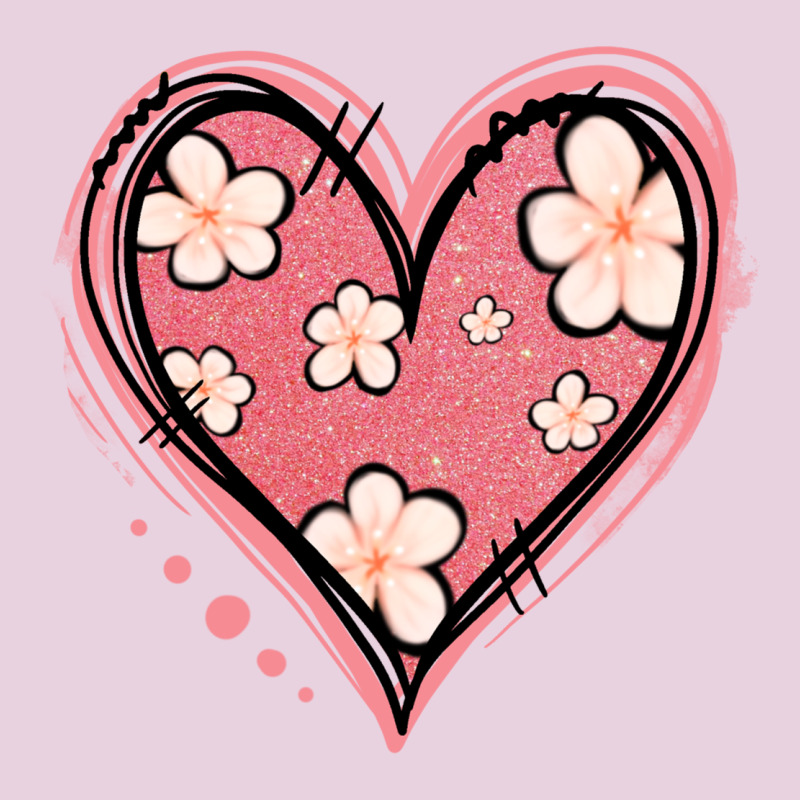 Floral Pink Glitter Heart Ladies Tee by Jasminsmagicworld | Teevron