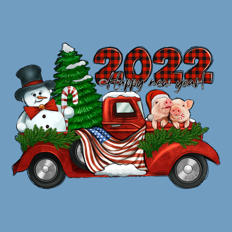 Happy New Year 2022 Christmas Truck With American Flag Urban Heavy Tee by Jasminsmagicworld | Teevron