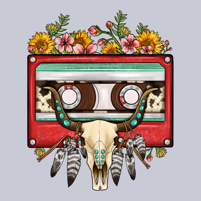 Bull Skull Sunflower Floral Cassette Heavyweight Hoodie by FaDigitalArtStudio | Teevron