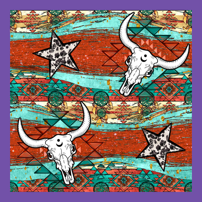 Western Aztec Bull Skull Stars Seamless Pattern Premium Sweatshirt by BundleAndBundleShop | Teevron