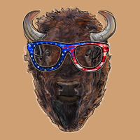 Bison With American Flag Glasses Vintage Tee | Teevron