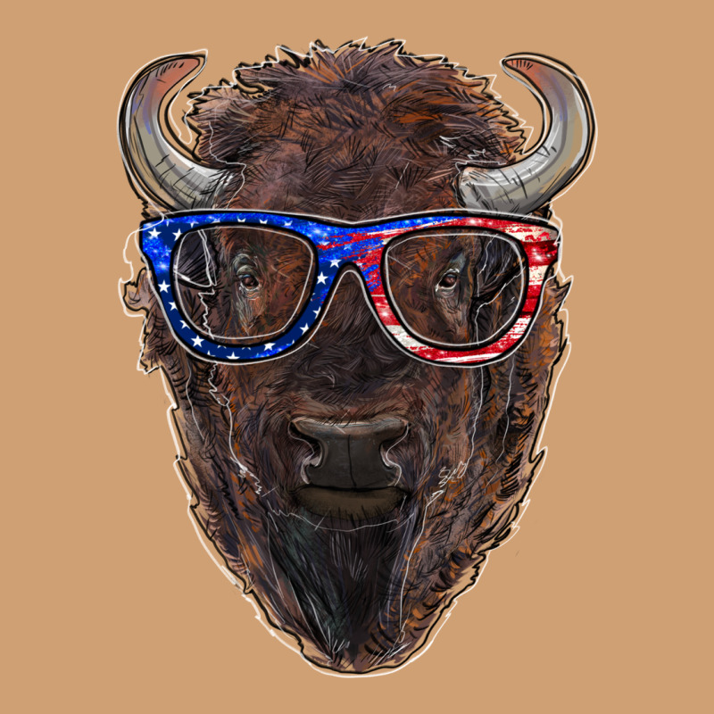 Bison With American Flag Glasses Vintage Tee by RanaPortraitStore | Teevron