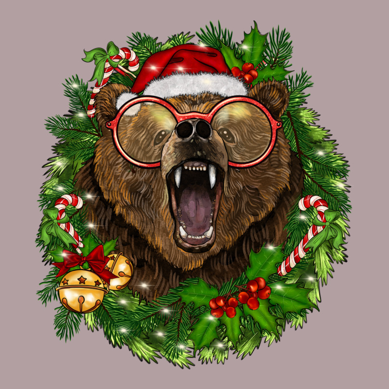 Christmas Bear  Wreath Vintage Hoodie by BarkalooDesign | Teevron