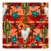 bull skull cactus seamless pattern | Teevron