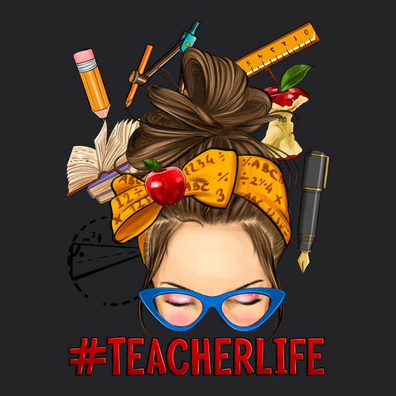 Messy Bun Teacher Life Vintage Tee by RanaPortraitStore | Teevron