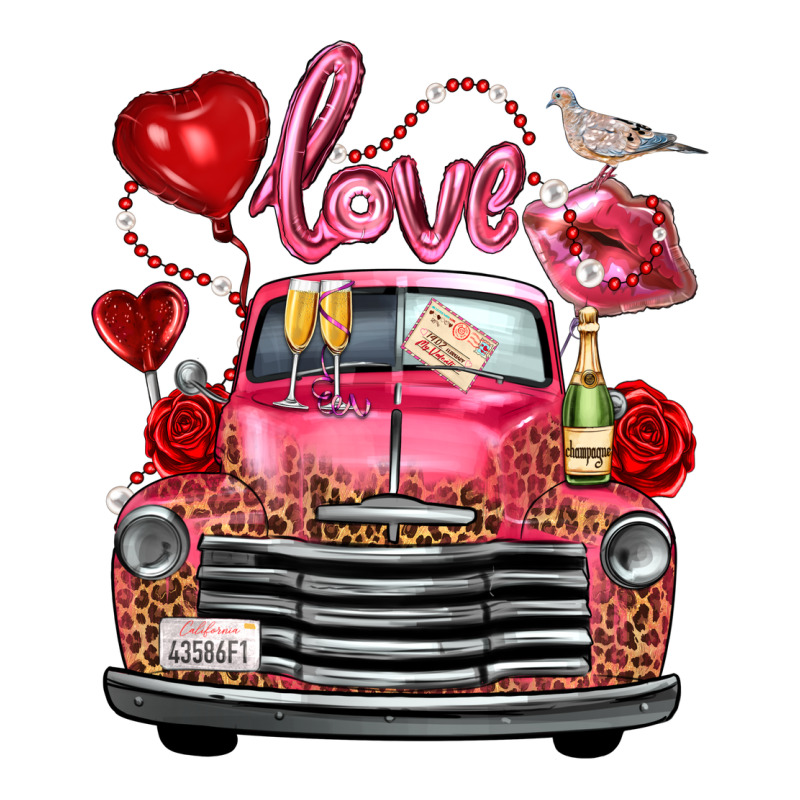 Western Valentines Day Truck Love Bird Letter Zipper Hoodie by FaDigitalArtStudio | Teevron